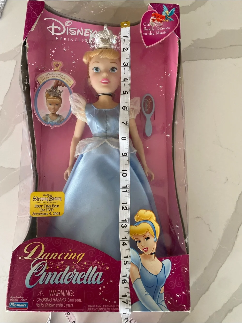 Disney Princess Dancing Cinderella Doll 17 in Battery-Operated w/ Crown 2003 y2k